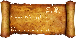 Sprei Mátyás névjegykártya